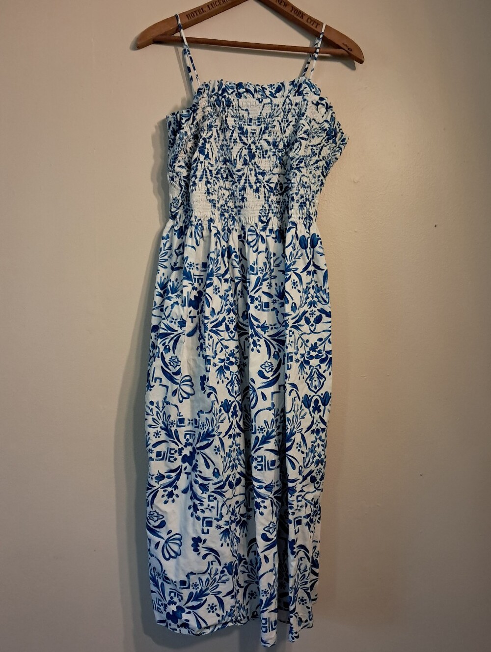 H&M Blue and White Floral Smocked Sundress